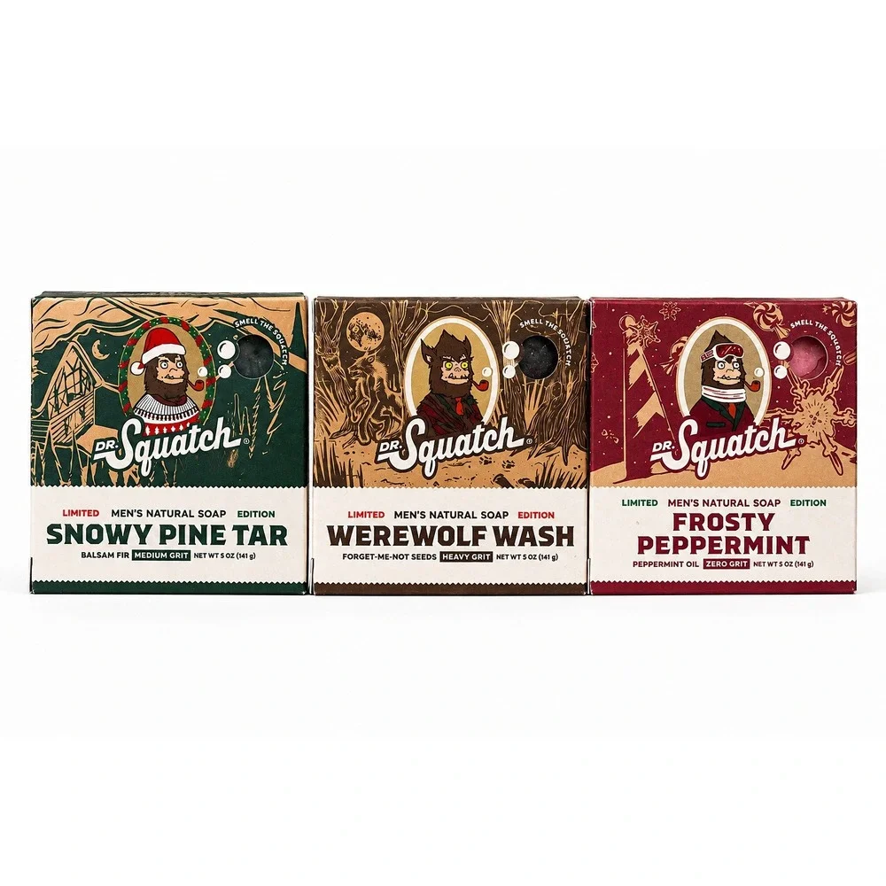 Dr. Squatch Limited Edition Soap Set 3pk 5oz Snowy Pine Werewolf Frosty Soap NEW